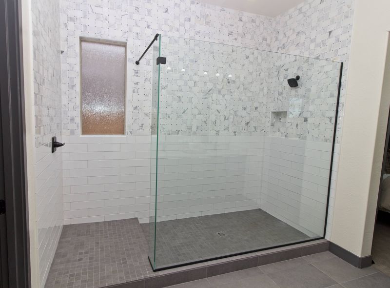 Corner Walk-in Shower with Pebble Floor